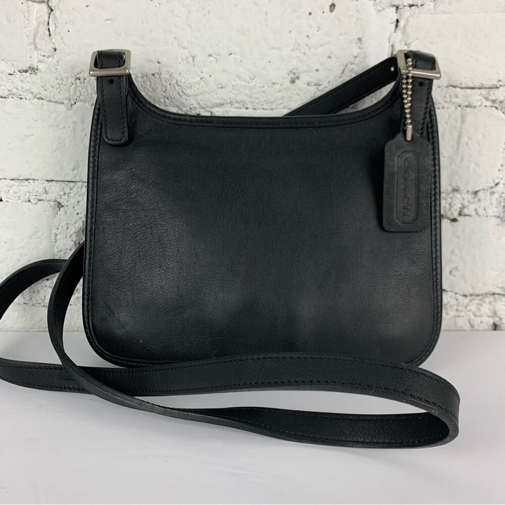 Vintage Coach Hippie Slim Hipster Flap Crossbody Black Leather Purse Bag 9142